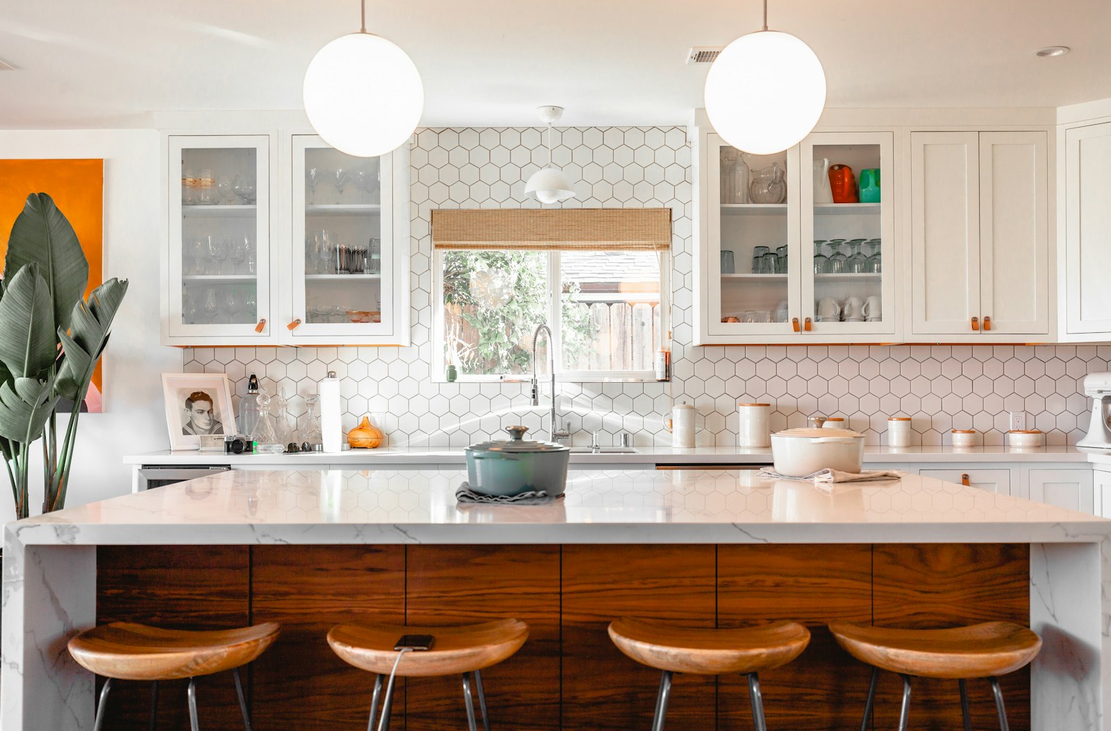 Marble island kitchen — Coral Gables — after